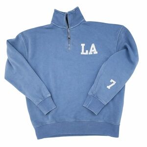 Zara Varsity Quarter Zip Blue Small Women’s Sweater-100% Cotton